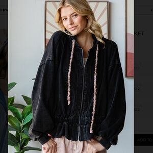 Black Women's Jacket with Braided Details